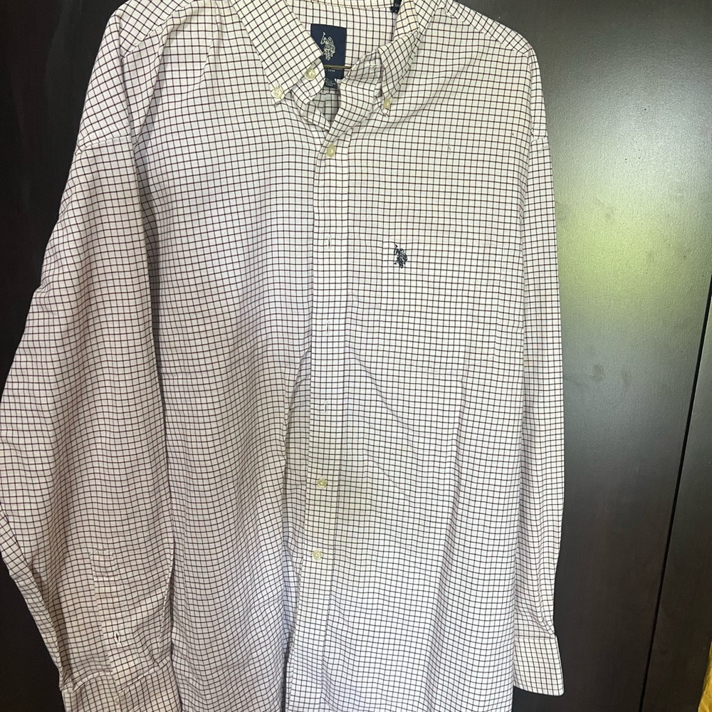 U.S. Polo Assn. White and Black Checkered Shirt